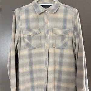 Prana Cream and Gray Plaid Shirt